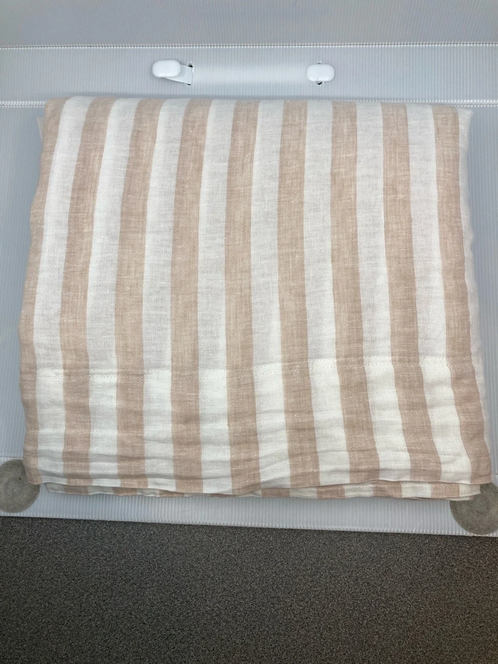 Brooklinen Striped Cream and Tan Bedding 3 Piece King Linen Set